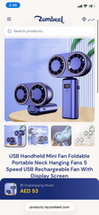 Portable Rechargeable Mini Fan – Foldable Handheld/Neck Fan with 5 Speeds & Display Screen
