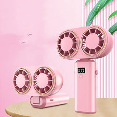 Portable Rechargeable Mini Fan – Foldable Handheld/Neck Fan with 5 Speeds & Display Screen