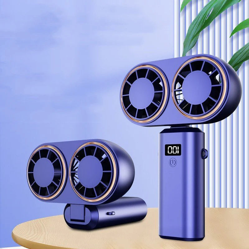 Portable Rechargeable Mini Fan – Foldable Handheld/Neck Fan with 5 Speeds & Display Screen