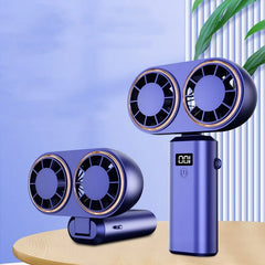 Portable Rechargeable Mini Fan – Foldable Handheld/Neck Fan with 5 Speeds & Display Screen