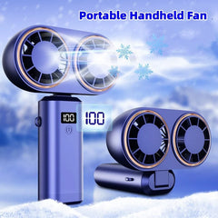 Portable Rechargeable Mini Fan – Foldable Handheld/Neck Fan with 5 Speeds & Display Screen
