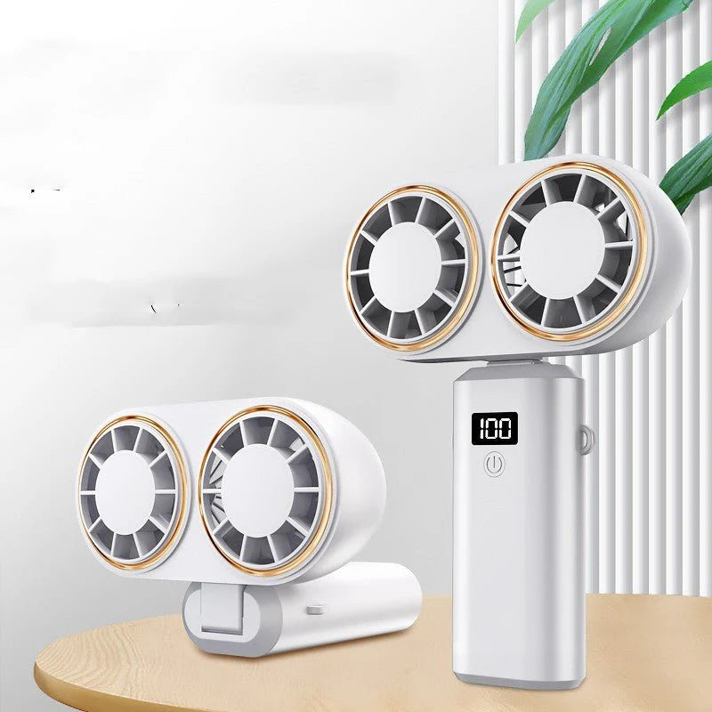 Portable Rechargeable Mini Fan – Foldable Handheld/Neck Fan with 5 Speeds & Display Screen