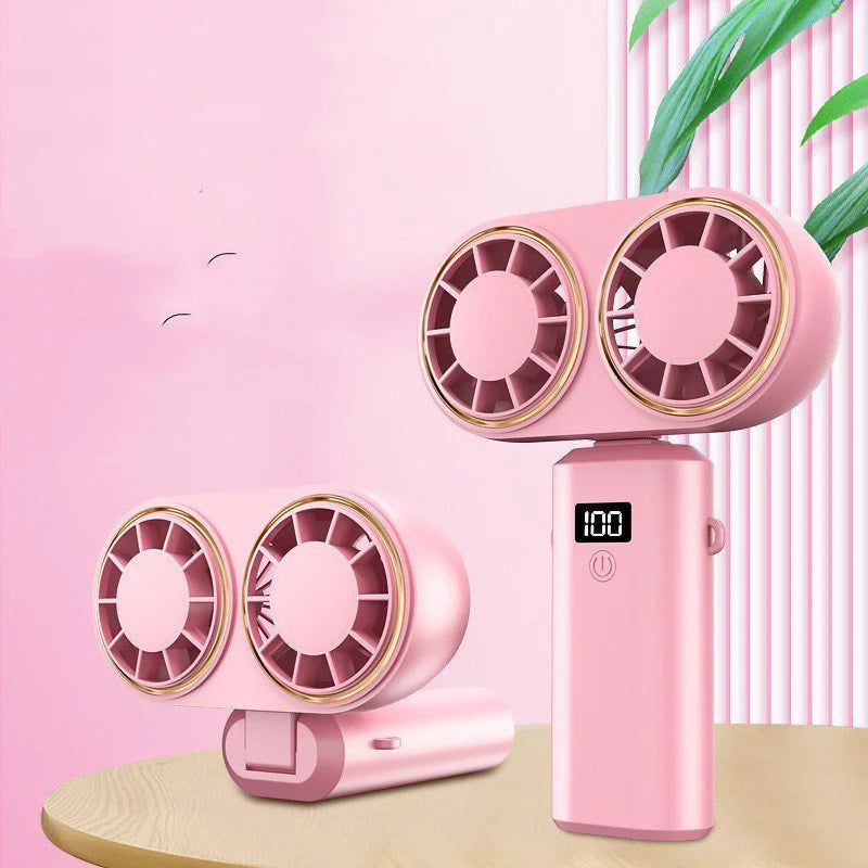 Portable Rechargeable Mini Fan – Foldable Handheld/Neck Fan with 5 Speeds & Display Screen
